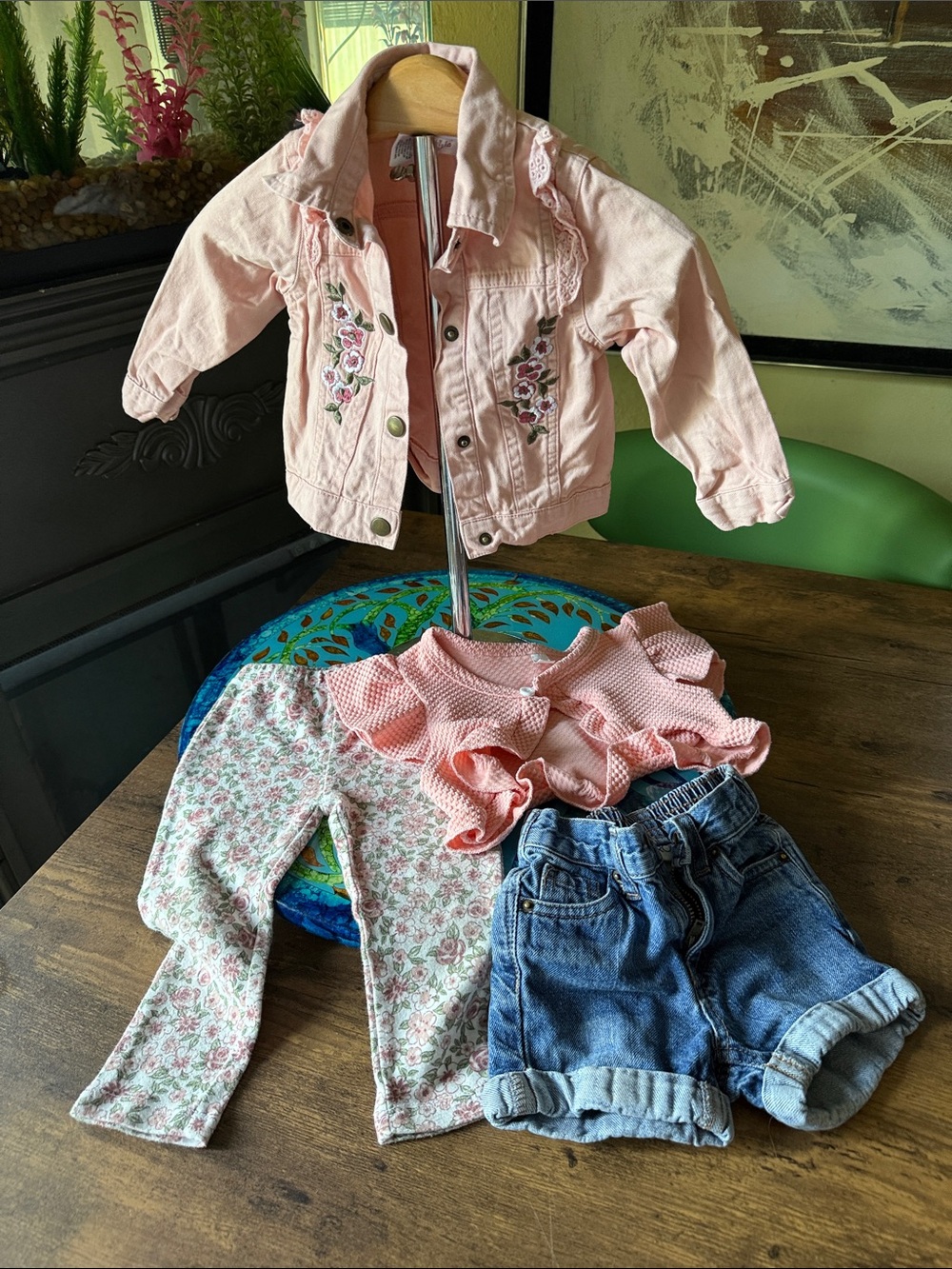 Cherokee Pink Embroidered Denim Jacket & Coordinated Outfit Set